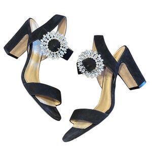 275Central Black Suede Rhinestone Heels Women’s US 8 M